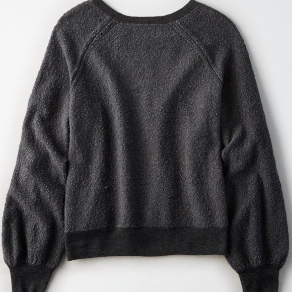 American Eagle Boucle Balloon Sleeve Sweater Size XL Gray - Picture 2 of 9